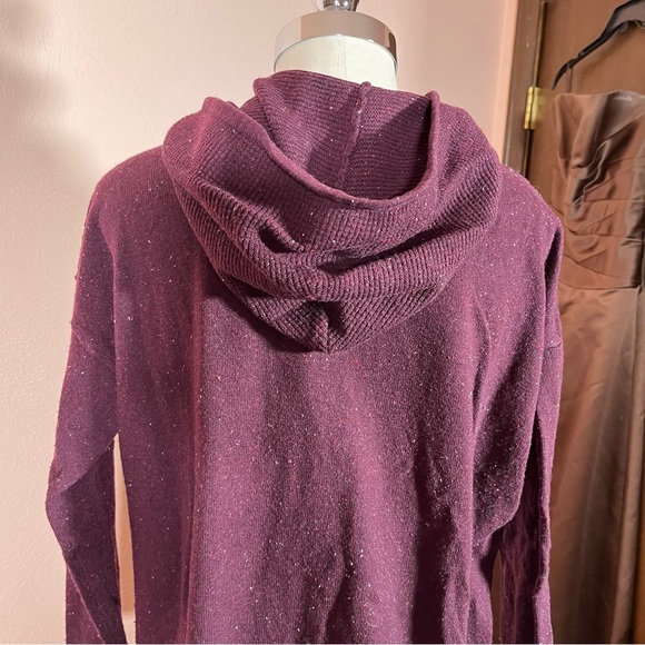 C&C California Burgundy Plum Purple red Wool hooded zip front Cardigan Sweater - Picture 5 of 15